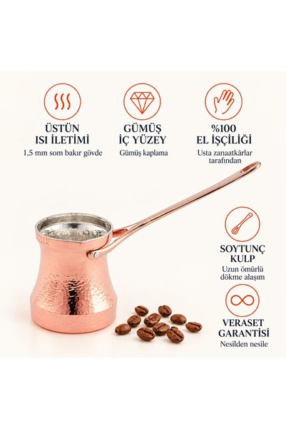 Soy 440 ml Silver Plated Copper Turkish Coffee Pot – Right Hand