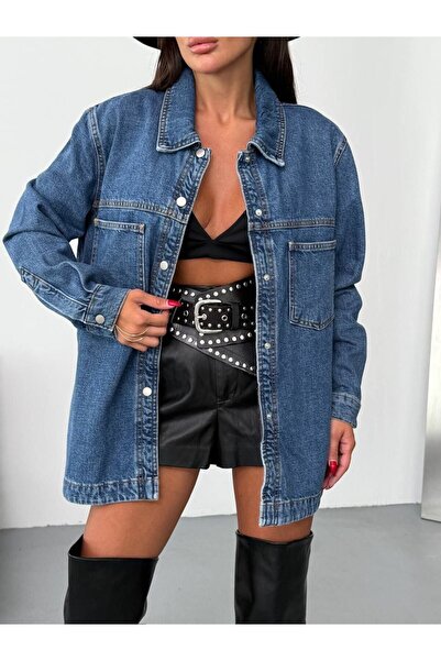 HerTon Jachetă de damă supradimensionată din denim