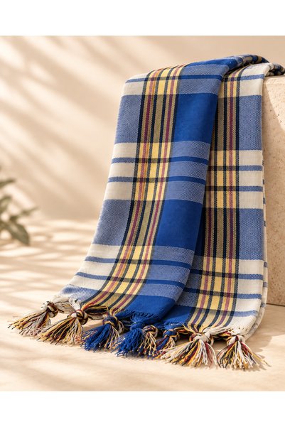 ERATOS Thick Jacquard Hammam Peshtemal - 75x180 Cm - Navy Blue Peshtemal - Cotton