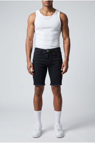 HerTon Men's Tassel Cuffed Slim Fit Denim Shorts
