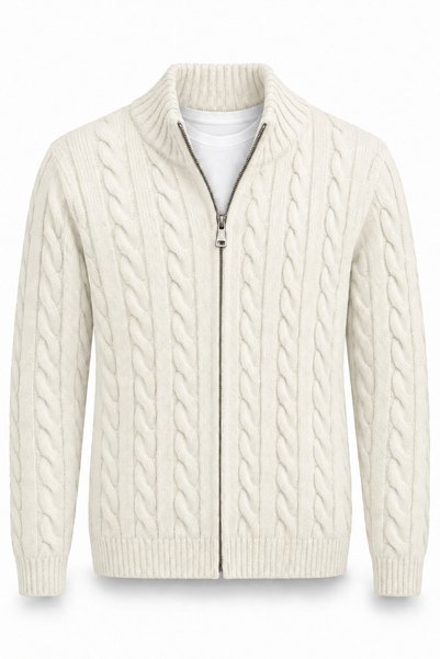 Valiberta Vincenzo Anti-Peeling Anti-Pilling Haarstruktur-Strickjacke mit Rei...
