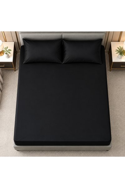 celhome Husa de pat impermeabila cu elastic, 3 piese, 180x200 cm, Negru