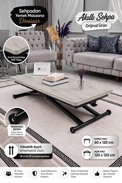SEHPAM AKILLI Akıllı Sehpa Home Üst Tabla Mdf Lizbon Oval Köşe Alt Mekanizma ...