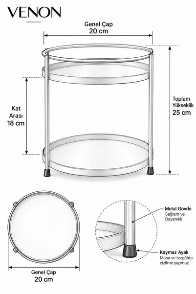 VENON Real 2-Tier White Bathroom Cosmetic Jewelry Organizer Multi-Purpose Organizer 2-Tier Serving Presentation Tray Treat Tray Makeup Organizer Stand Shelf Bathroom Perfume Skincare Products Organizer