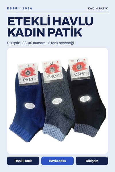 ESER Etekli Havlu Kadın Patik 6'lı Paket
