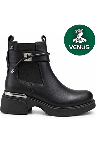 Venüs Rinye Genuine Leather Orthopedic Women's Boots Black