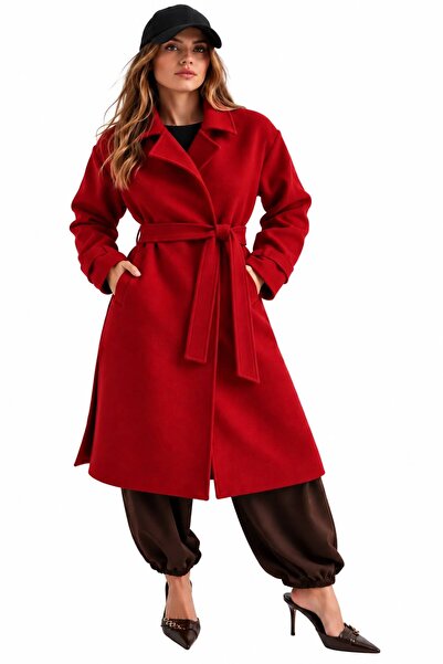 Top Step Oversize Wide Cut Belted Long Coat