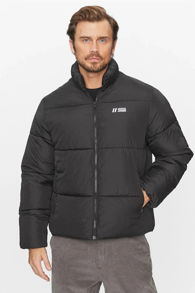 Jack & Jones Jack Jones Max Puffer wasserabweisender schwarzer Herrenmantel-1...