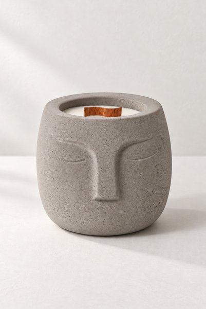 Nilm Design More Nilm Design Yüz Figürlü Nordic Beton Mumluk – Vanilya Kokulu...