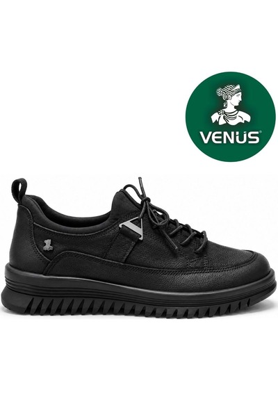 Venüs Tipaso Genuine Leather Comfort Orthopedic Women's Casual Shoes Black