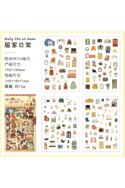 Choice B-1pack Waterproof PET Stickers for Journals Life Scene Decals for Chi...