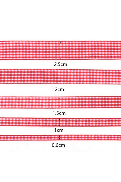 Choice 0.6cm Red 10yards/roll Polyester Grid Printed Ribbons Gingham Ribbon T...