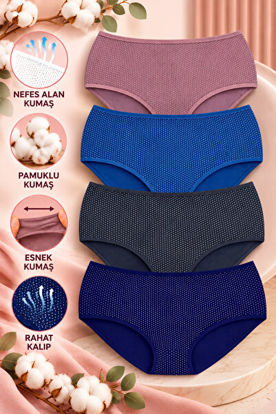MİSSEMMA Women's High Waist 5 Pieces Polka Dots Patterned Underwear