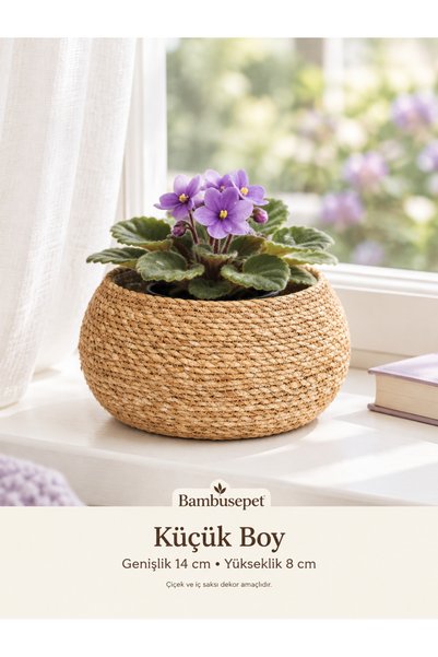 CasaLinda Natural Weave Flower Pot, Waterproof Inner Coating, Home/Office Decoration Basket
