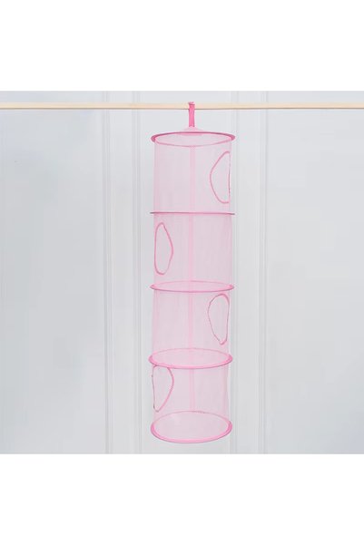 Choice Pink Mesh Hanging Storage Space Saver Bags Organizer Foldable Storage ...