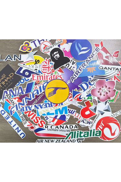 Choice 50 PCS 50 Pcs Airline Logo Stickers Travel Decals Luggage Sticker Glos...