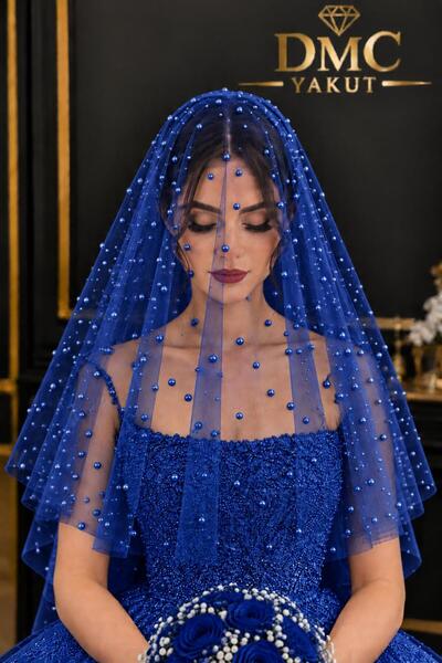 Genel Markalar Yuvarlak 150x150 cm İncili renkli Gelin Duvağı tarakli-Nişan-K...