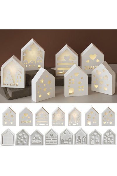 Choice 8pcs Set of Luminous 8pcs Set of Luminous Hollow Cottages Silicone Mol...