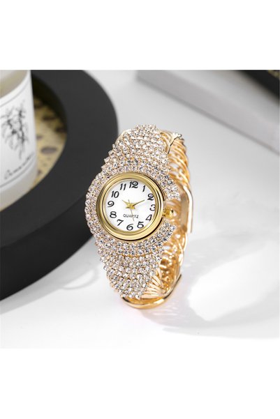 Choice1 Golden Elegant Full Rhinestone Women Watches Fashion Bracelet Bangle ...