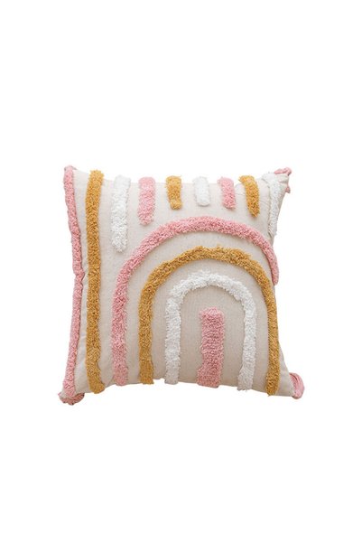 Choice 45x45cm Pink Pink Cotton Tufted Pillow Cover With Tassels Ins Sweet De...