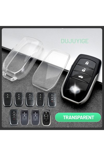 Choice غطاء مفتاح سيارة شفاف من TPU باللون الأبيض (تويوتا-إيه) لتويوتا لاند ك...