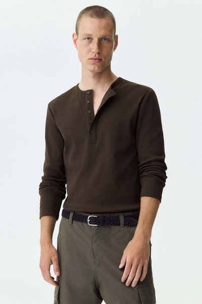H&M Slim Fit Ribbed Henley shirt