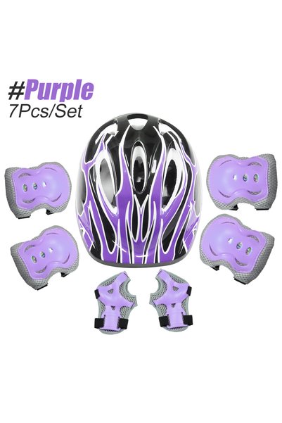 Choice3 Purple 7Pcs Kids Bike Helmet,Toddler Helmet Knee and Elbow Pads Wrist...