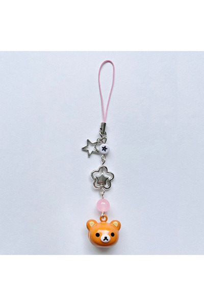 Choice 24XKS-Brown Cute Rilakkuma Bear Bell Matching Phone Charms Y2K Handmad...