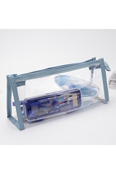 Choice Blue Transparent Pencil Case Large Capacity Simple Pen Bag Kawaii Cosm...