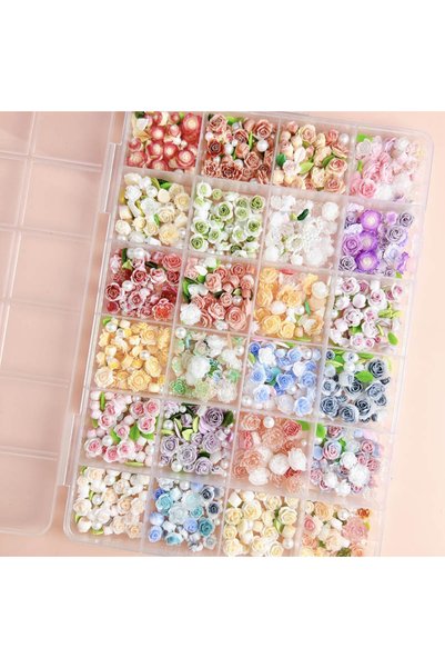 Choice m6692 1Box Random Mixed Resin Flowers Nail Charms Love Leaf Pearl Nail...