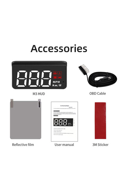 Choice1 شاشة عرض أمامية سوداء M3 لسيارة HUD OBD2 عداد السرعة على لوحة القيادة...