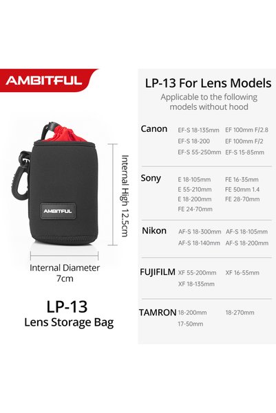 Choice حقيبة عدسة كاميرا LP-13 الجديدة من AMBITFUL، حقيبة برباط، متوفرة بأحجا...