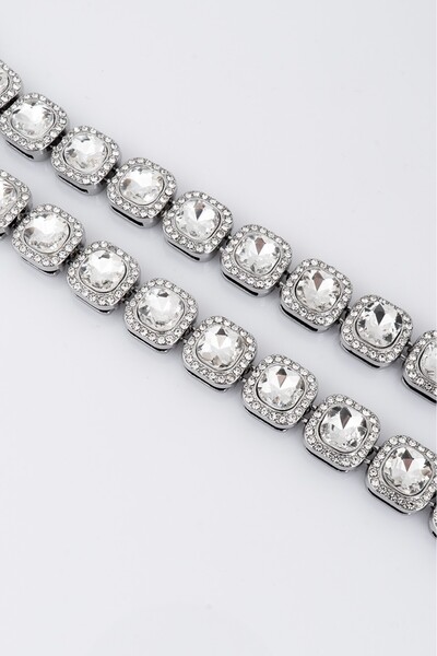 Crupt Studio 12mm X 60cm Tennis Chain Silver Tone Zincir Erkek Kolye