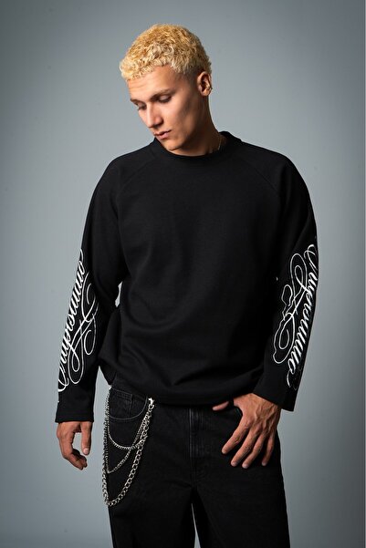 Crupt Studio Black Script Waffle Crop Long Sleeve Men's T-Shirt