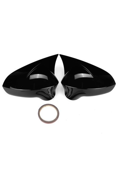 Choice1 Glossy Black Glossy Black/Carbon Fiber Look Rearview Wing Mirror Cove...