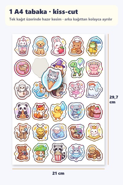 Store Cute Animal Characters Sticker Set 30 Pieces - Kawaii Laptop Notebook Phone Agenda
