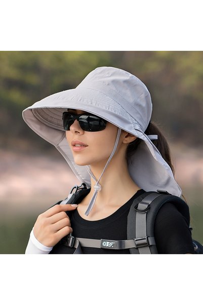 Choice One Size grey Summer Hat Women Outdoor UV Anti Neck Protection Sun Vis...