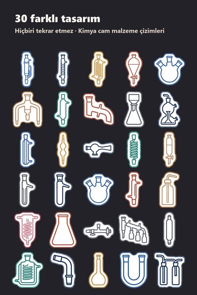 Dekorif 30 Pieces Chemistry Laboratory Sticker Set - for Laptop, Notebook, Water Bottle