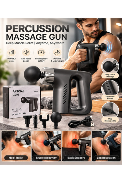 Primo Plus Fascial Gun KH-740 Muscle Massager – Deep Tissue Therapy, 4 Heads,...