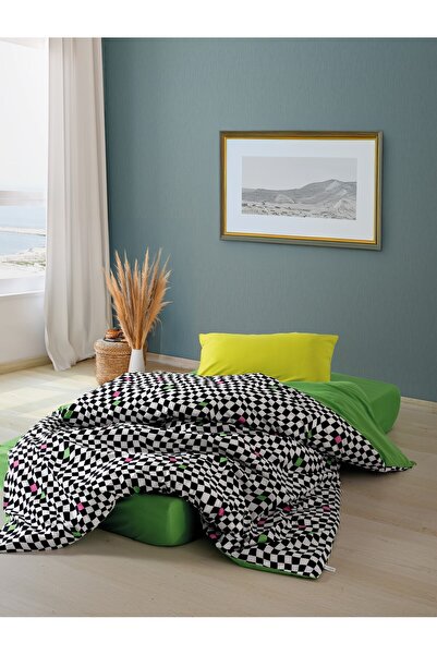 Cozy Home Popping Colors Single Elastic Sheet Duvet Cover Set Dazzle Green