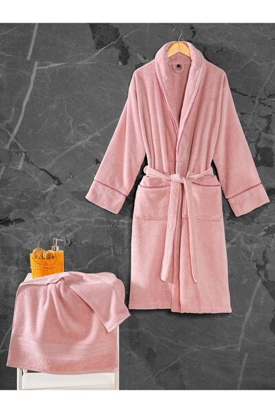 Cotton Box Exclusive Single Bathrobe Set Powder M/L