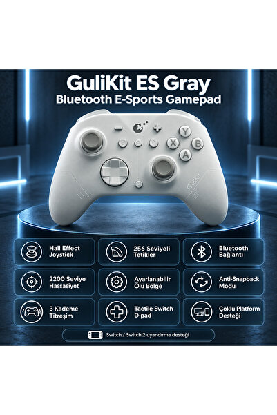 gulikit ES Gray Hall Effect Trigger Hall Effect Joystick Bluetooth E-Sports G...