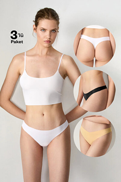 GRIMELANGE Hirasol Laser Cut Women's Soft Textured Thong Syh/Byz/Skin Color S...