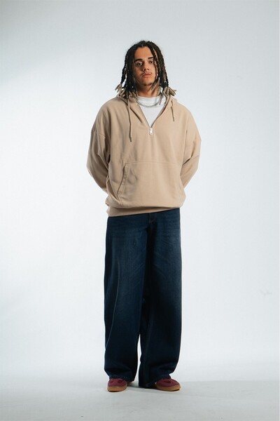 No Future Street Style Half Zip Oversize Erkek Hoodie NF0336BJ