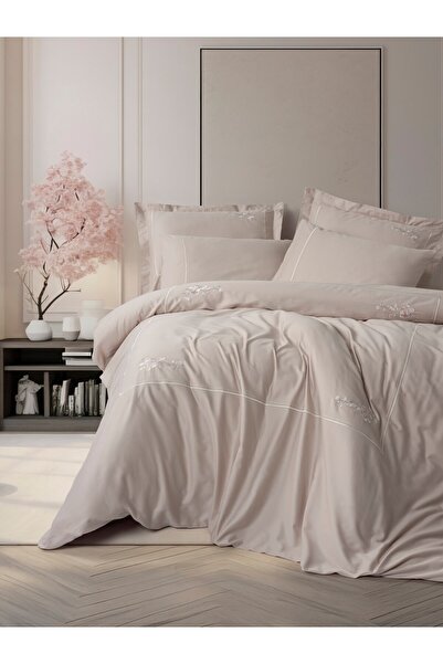 Cotton Box Комплект двоспальної ковдри Alameda Lilac з атласу та вишивкою