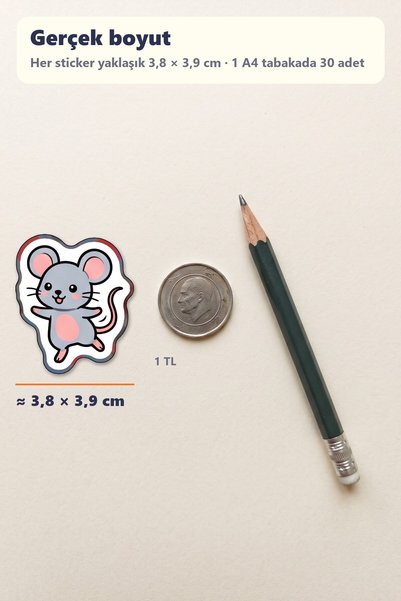 Store Colorful Drawing Baby Animals Sticker Set 30 Pieces - Sweet Figured Laptop Notebook Phone Agenda