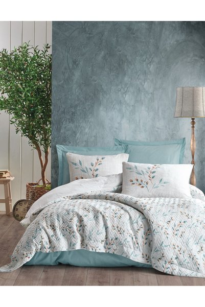 Cotton Box Σετ Παπλωματοθήκης για Ένα Άτομο Lendell Mint