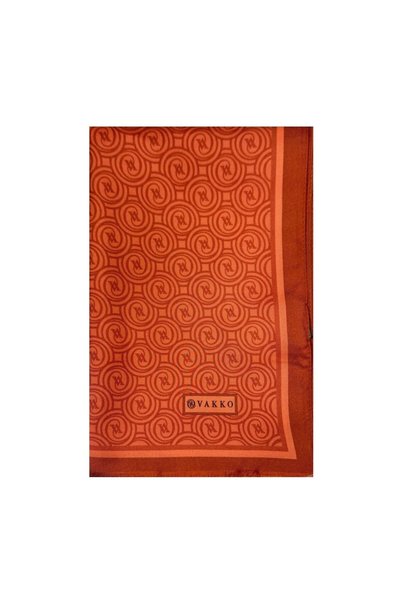 Vakko Tivil Monogram Şal 41407-Koyu Somon