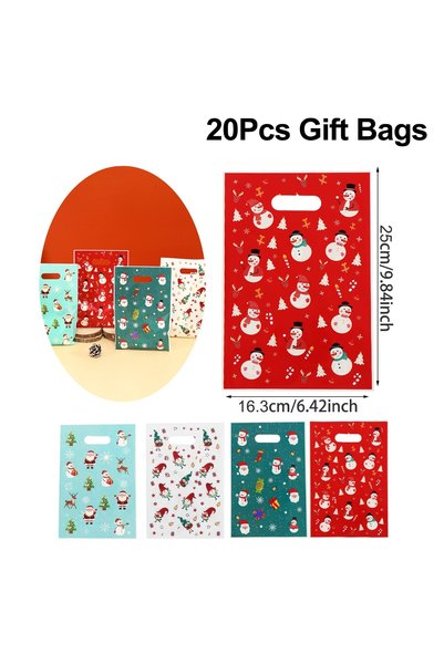 Choice1 as shown 20pcs 10/20/50pcs Christmas Gift Bags 4 Color Design Snowman...