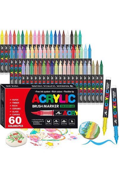 Choice 60 Colors 12-72 Colors Acrylic Paint Pens Markers Brush Tip Paint Mark...